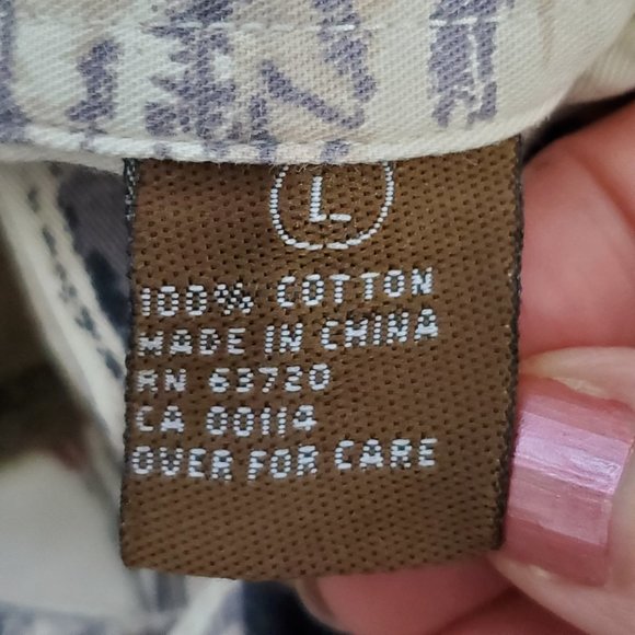 North River Bow Hunter Deer Elk Print Button Down Men's Cotton Shirt Size L - Picture 10 of 12